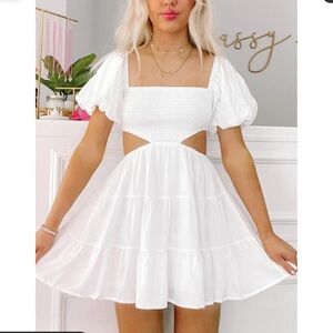 NWT..LILYFUL WHITE SMOCKED Dress